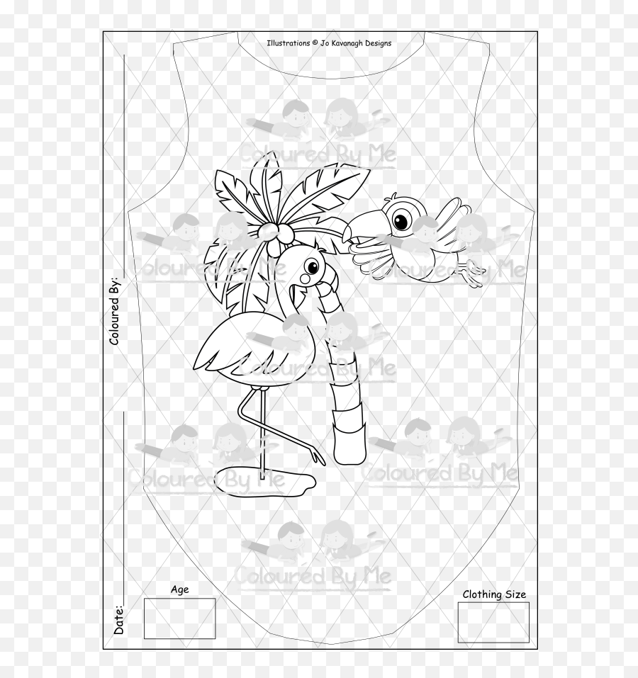 Flamingo With Tucan - Girls One Piece Line Art Png,Tucan Png