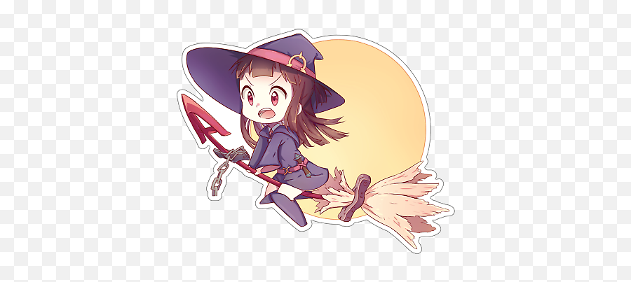 Little Witch Academia - Atsuko Kagari Akko Anime Decal Chibi Witch On A Broomstick Png,Little Witch Academia Icon