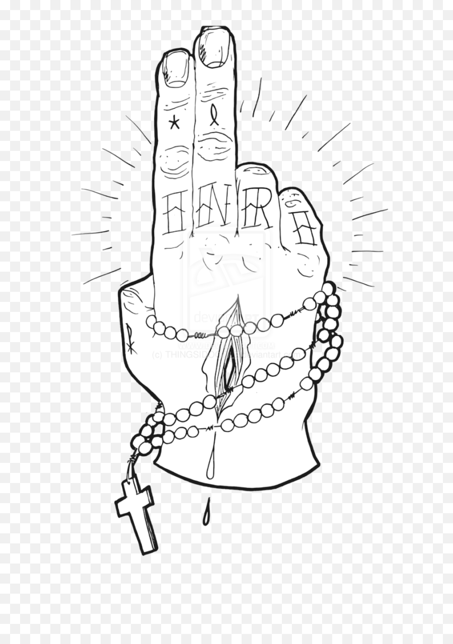 Pray Clipart Hand Jesus - Praying Hands Rosary Line Drawing Png,Jesus Hands Png