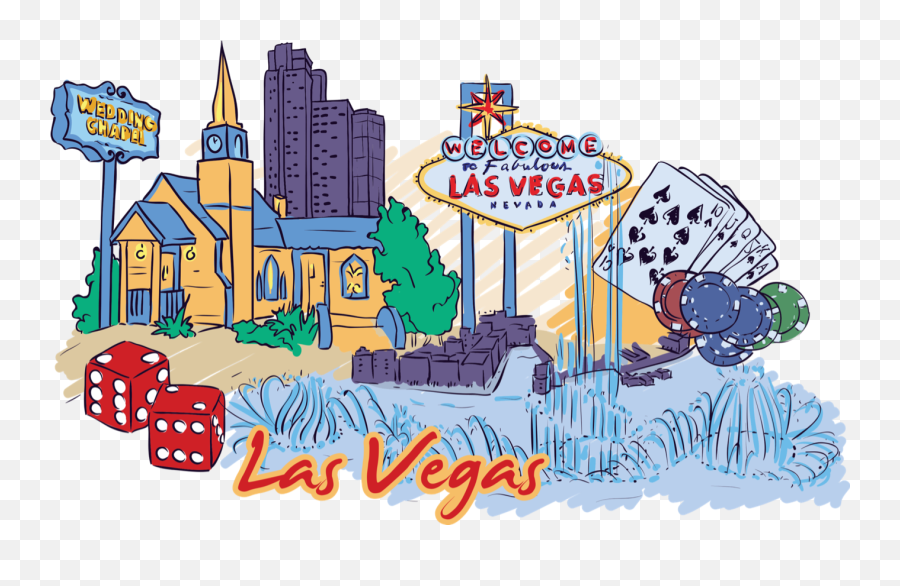 Fabulous Las Vegas Sign Png Download - Las Vegas Strip Cartoon,Las Vegas Skyline Png