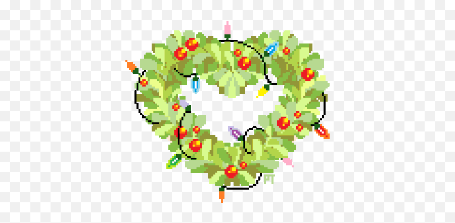 Heart Wreaths Tumblr Aesthetic - Pixel Christmas Lights Gif Png,Transparent Christmas Tumblr