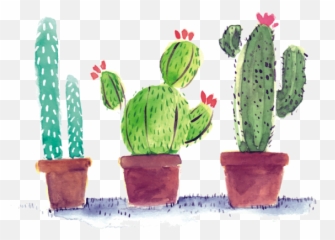 Watercolor Cactus In Pots Png