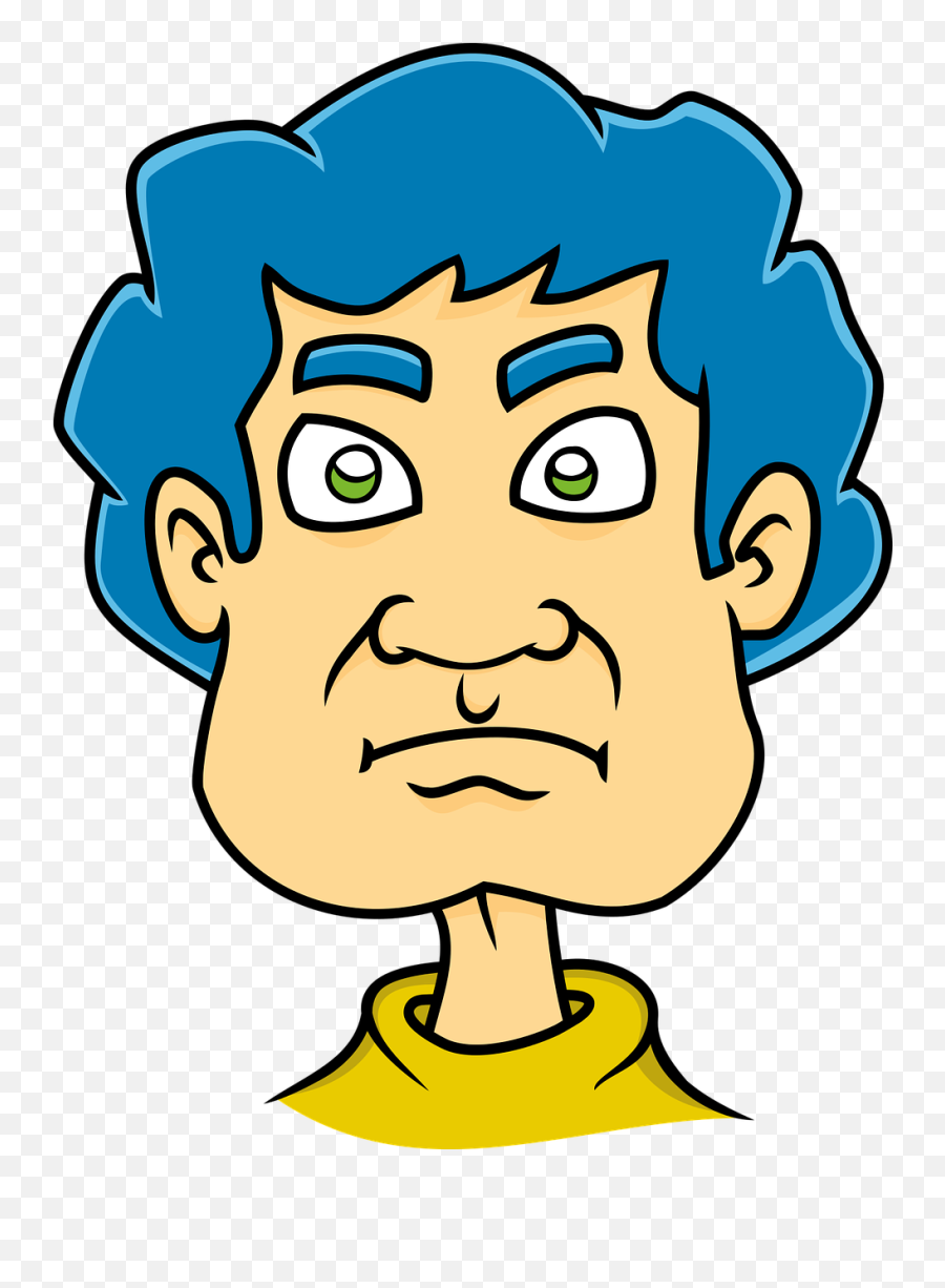 Angry Man Blue Hair Caricature - Free Vector Graphic On Pixabay Angry Girl Dface Cartoon Png,Angry Man Png