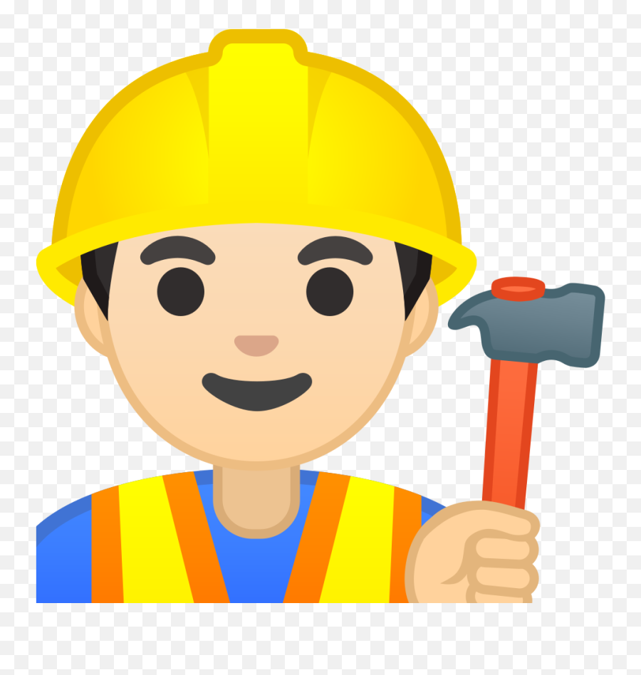 Man Construction Worker Light Skin Tone Icon Noto Emoji - Construction Emoji Png,Cartoon Man Png