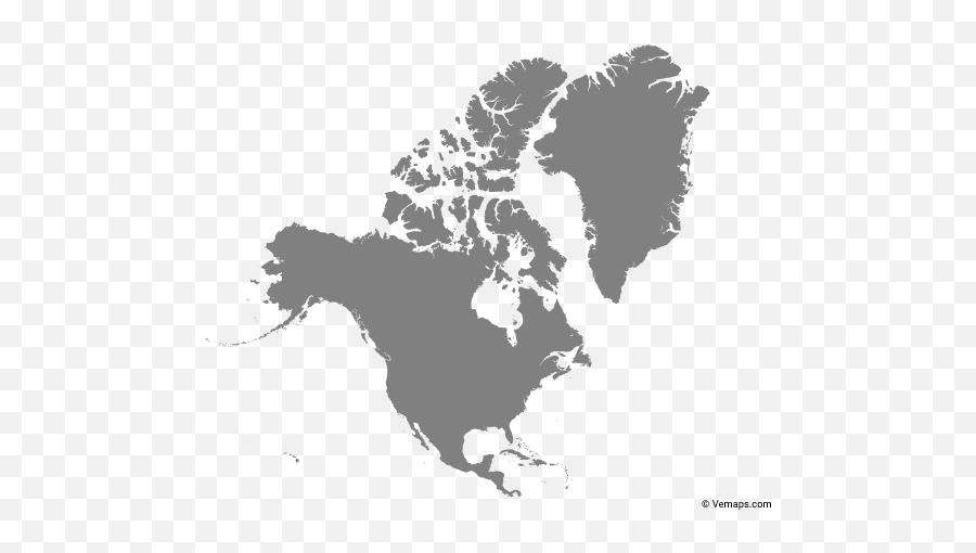 Vector Maps Of North America Continent - Outline North America Map Vector Png,North America Png