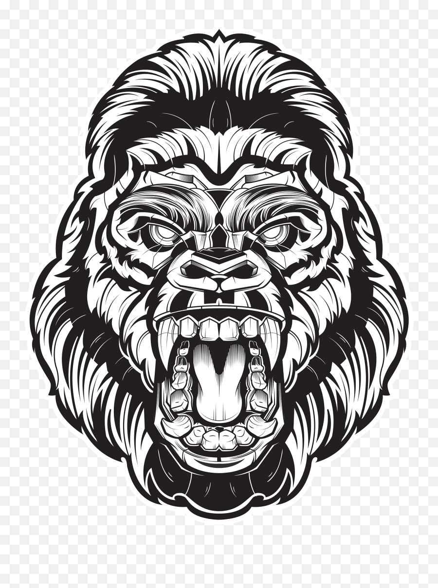 Angry Gorilla Face Png Clipart - Gorilla Drawing,Gorilla Png
