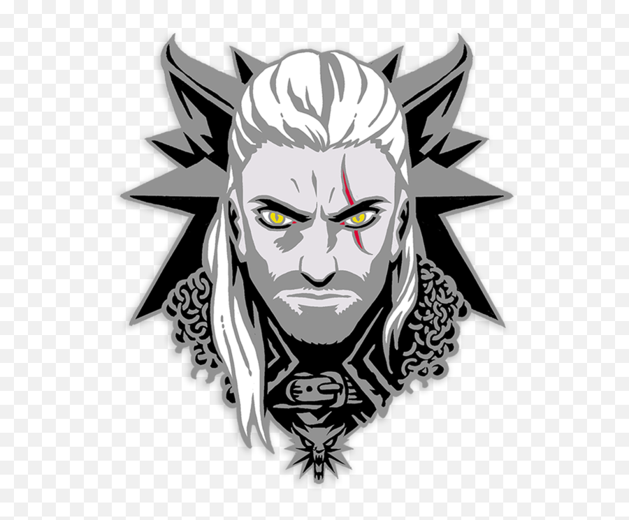 The Witcher 3 - Geralt Enamel Pin Png,The Witcher Logo Png