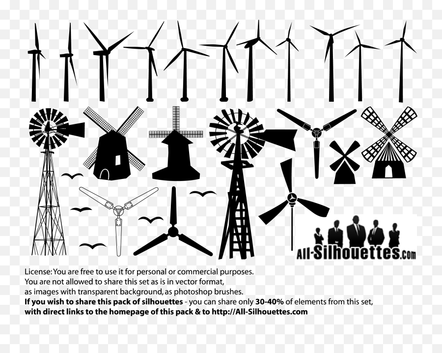 Windmill Silhouette Drawing Clip Art - Free Vector Clipart Windmill Png,Windmill Png
