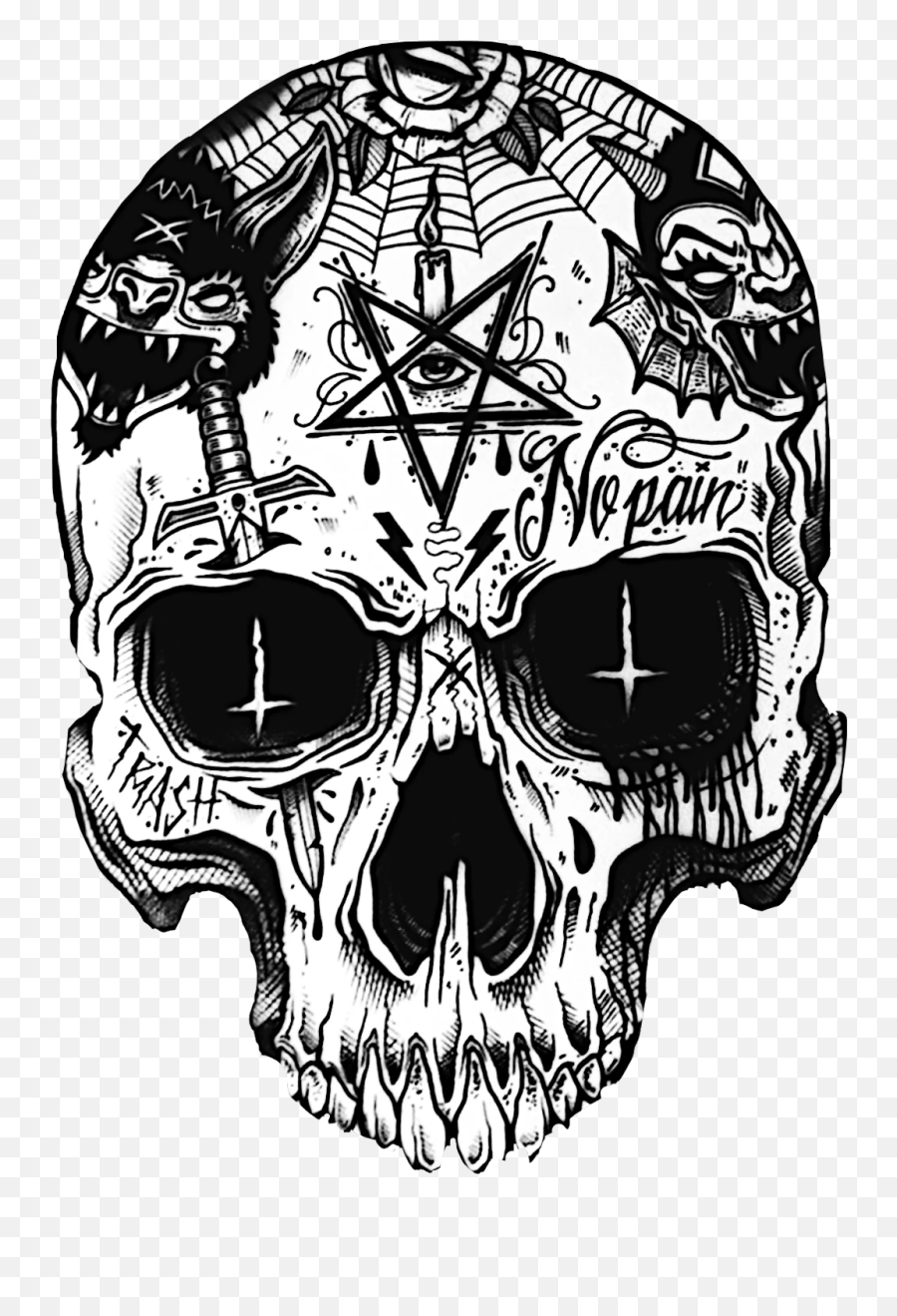 Skull Tattoo Tattooed Edit Sticker By Ariel Vick - Imagenes De Calaveras Para Tatuar Png,Lil Peep Tattoos Png