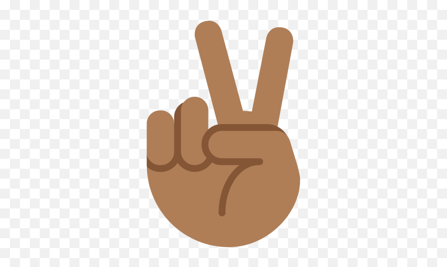 Victory Hand Emoji With Medium - Black Emoji Peace Sign Png,Peace Sign Emoji Png