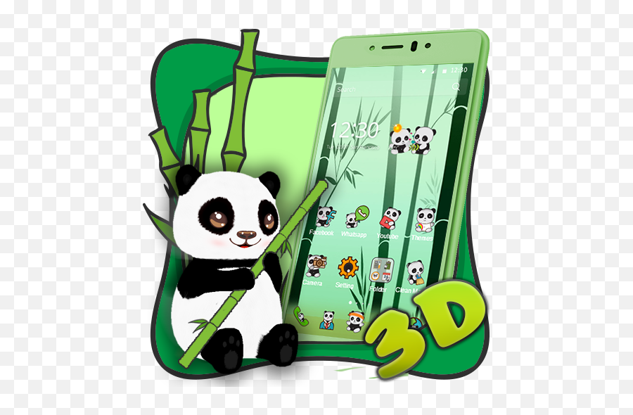 Cute Panda Cartoon 3d Theme Apk 1 - Mobile Phone Png,Cute Panda Icon
