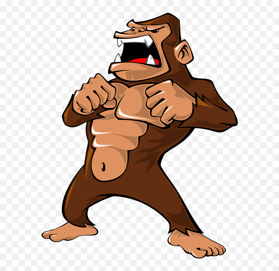 Ape Illustration Grumpy Transprent - Gorilla Clipart Png Gorilla Angry Monkey Cartoon,Gorilla Transparent