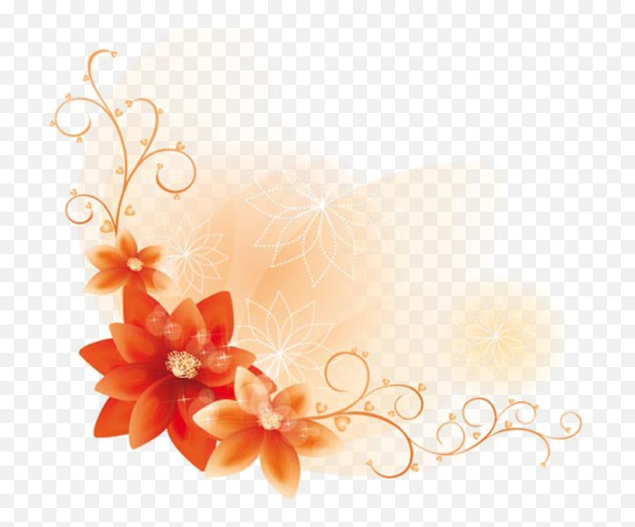Free Flower Clipart Background - Page Corner Design Png,Orange Flowers Png
