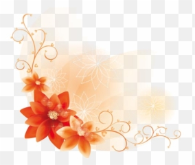 Free Flower Clipart Background - Page Corner Design Png,Orange Flowers Png