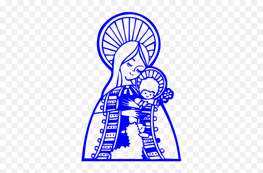 Cute Virgin Mary With Baby Jesus Symbol In Blue Puzzle - Mother Mary Symbol Png,Mary And Baby Jesus Icon