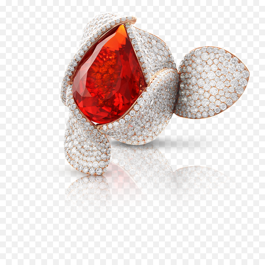 Rose Gold Ring With Fire Opal Orange Sapphires And Diamonds - Engagement Ring Png,Ring Of Fire Png