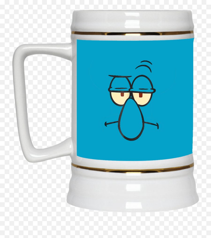 Spongebob Squarepants Squidward Face Graphic T - Shirt 22217 Beer Stein 22oz Mug Png,Squidward Png