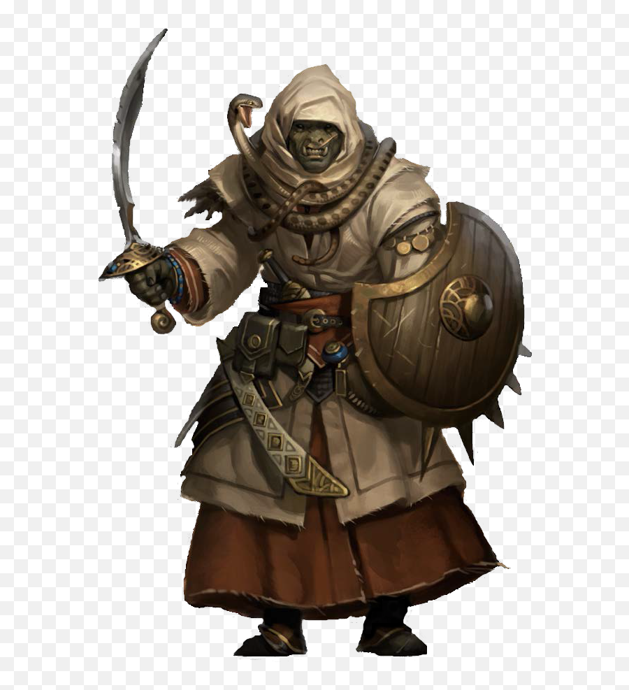 Download Hd F Half Orc Druid Snake Shield Sword Cloak Robes - Dnd Orc Monk Character Art Png,Orc Png
