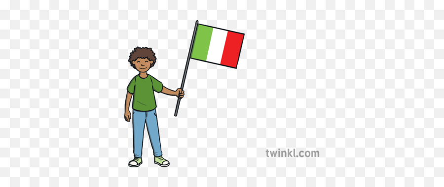Boy Holding Italian Flag Country Flags - Flag Spain Girl Cartoon Png,Italian Flag Png