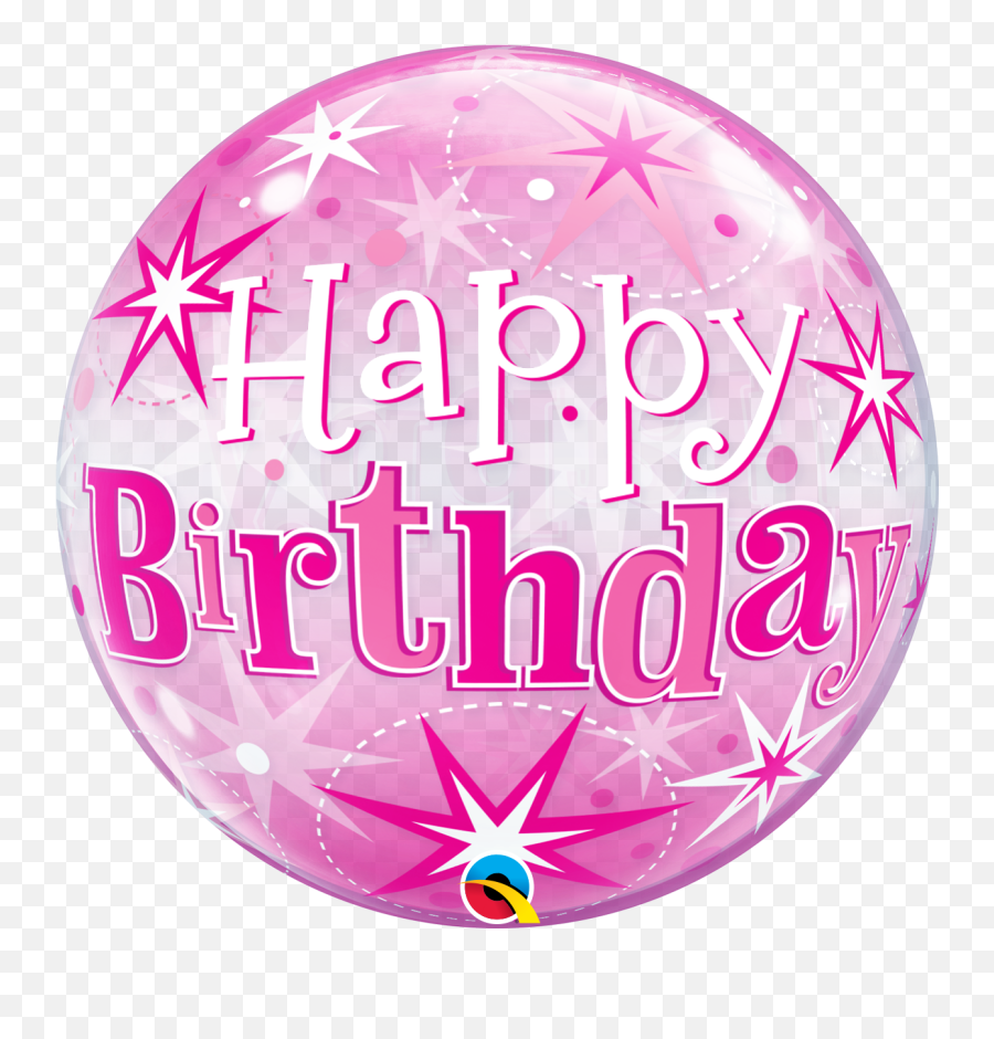 Happy Birthday Pink Stars Bubble Balloon - Happy Birthday Pink Birthday Balloons Png,Birthday Balloons Png