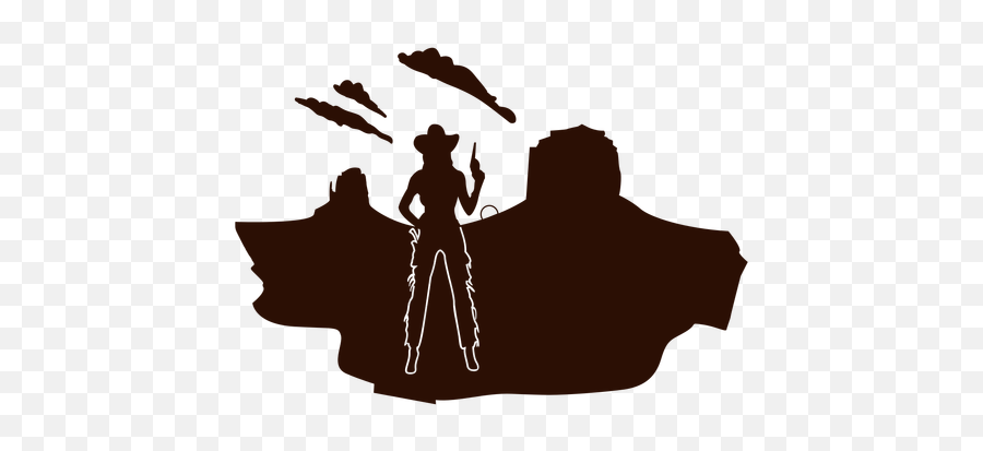 Western Cowgirl Desert Scene Cut Out - Silhouette Png,Cowgirl Png