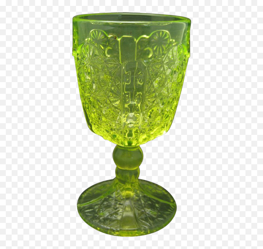 Vintage Yellow Pressed Glass Pattern - Uranium Glass Goblet Png,Goblet Png
