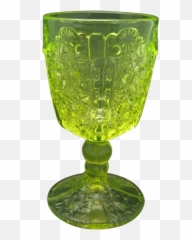 Vintage Yellow Pressed Glass Pattern - Uranium Goblet png