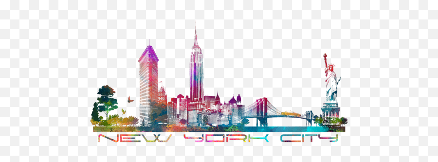 Nyc Skyline T - Shirt New York City Drawing Color Png,Nyc Skyline Png