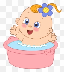 Infant Clipart Baby Face Transparent Free - Baby Bath Time Clipart png