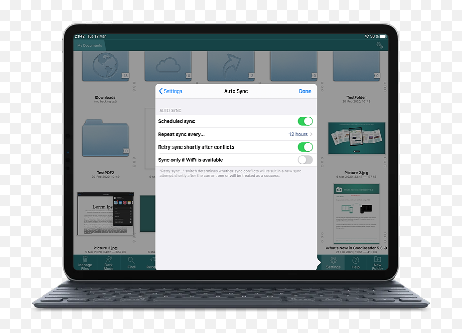 Networking Auto Sync With Goodreader Pro For Ipad And Iphone - Open Icloud Files In Goodreader Png,Dark Blue Folder Icon