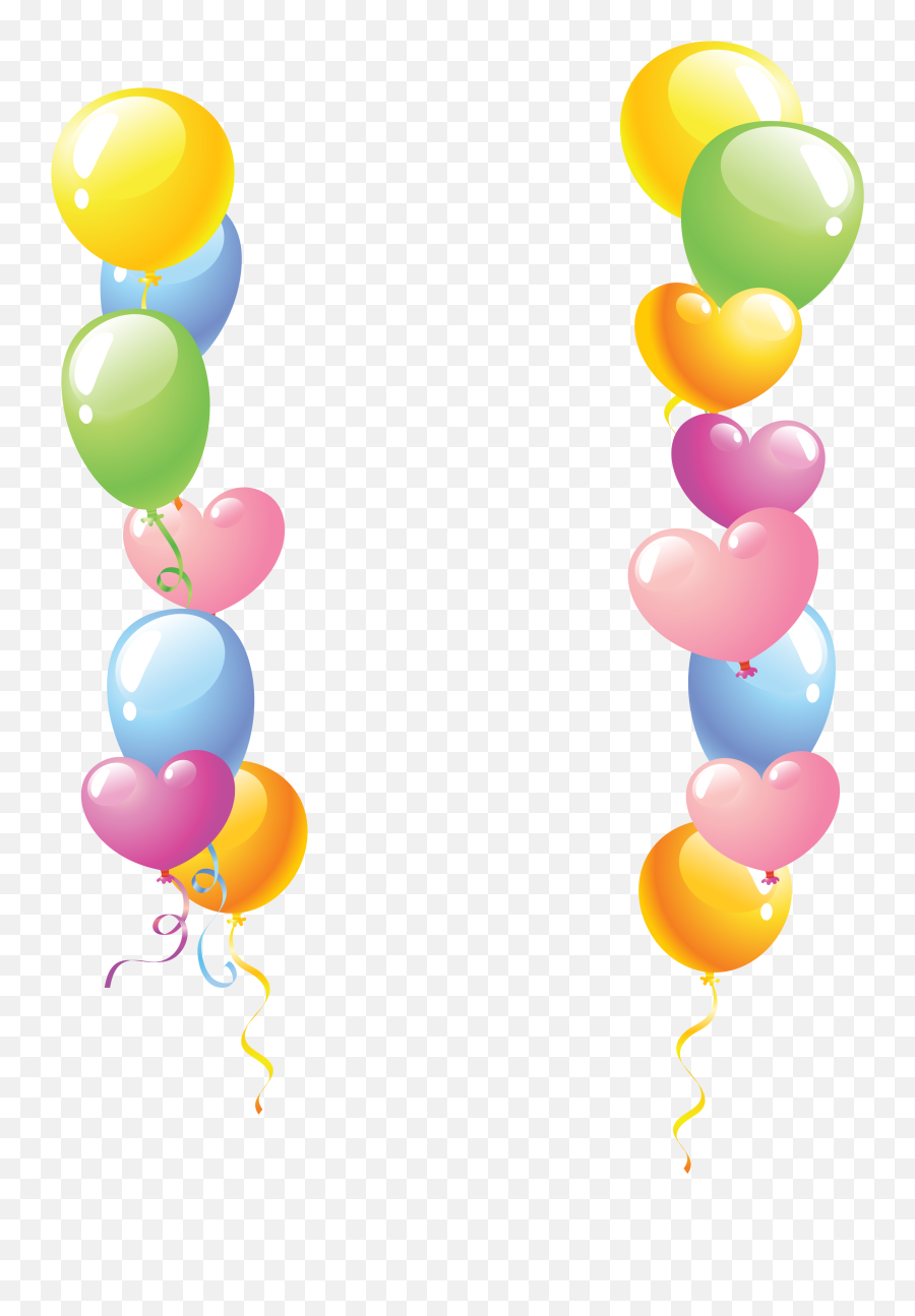 Color Heart Balloon Border Free Png Hq - Party Balloon Border Png,Heart Border Png