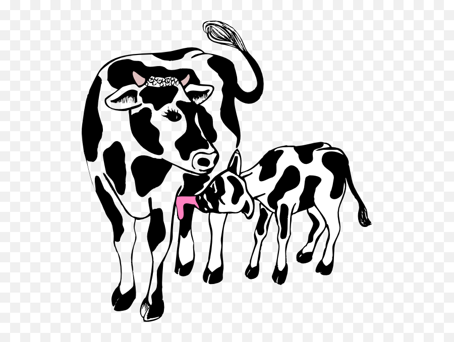 Cow And Calf Clip Art Vector Clipart - Cow With Calf Clipart Png,Cow Clipart Png