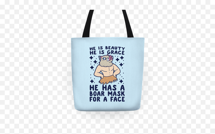 He Is Beauty Grace Has A Boar Mask For Face - Demon Slayer Totes Lookhuman Tote Bag Png,Demon Slayer Png