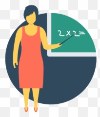 Multicolor Teacher20sitting20on20the20class20table - Flat Teaching Icon png