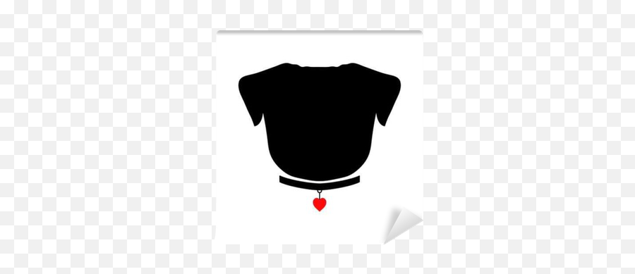 Wall Mural Pug Silhouette With Red Heart - Silhouette Pug Png,Face Silhouette Icon