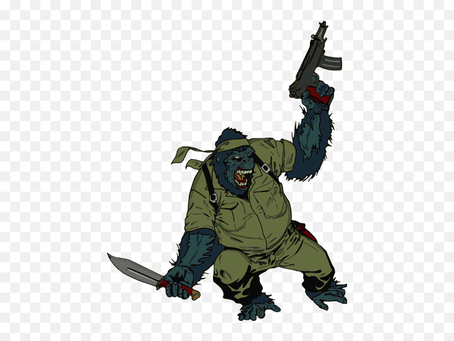 Gorilla Soldier Clip Art - Vector Clip Art Gorilla Army Clipart Png,Gorilla Cartoon Png