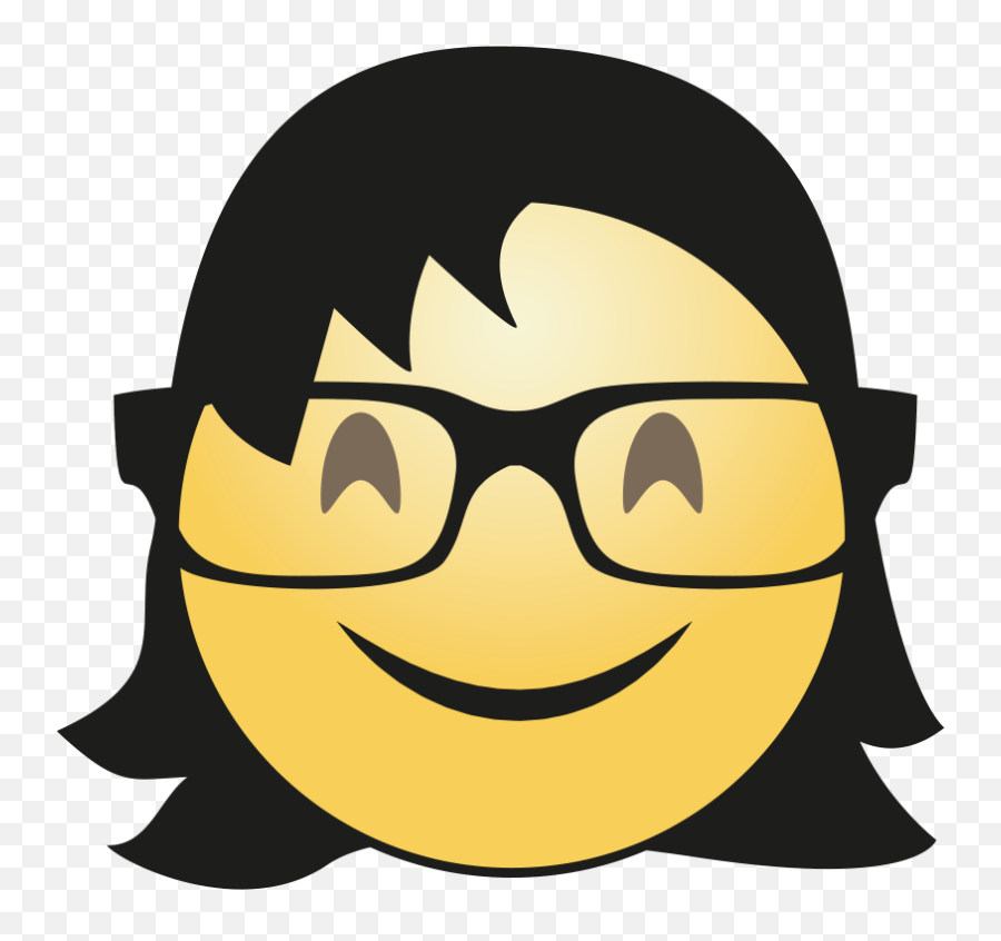 Hair Girl Emoji Transparent Background Png Mart - Happy Face With Glasses,Hair Transparent Background