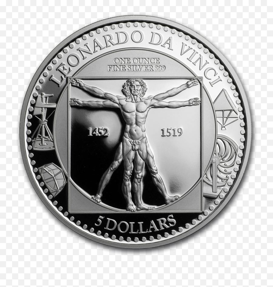 2019 1 Oz Silver Coin Leonardo Da Vinci Vitruvian Man 5 Solomon Islands - Nehru Love Garden Png,Vitruvian Man Png