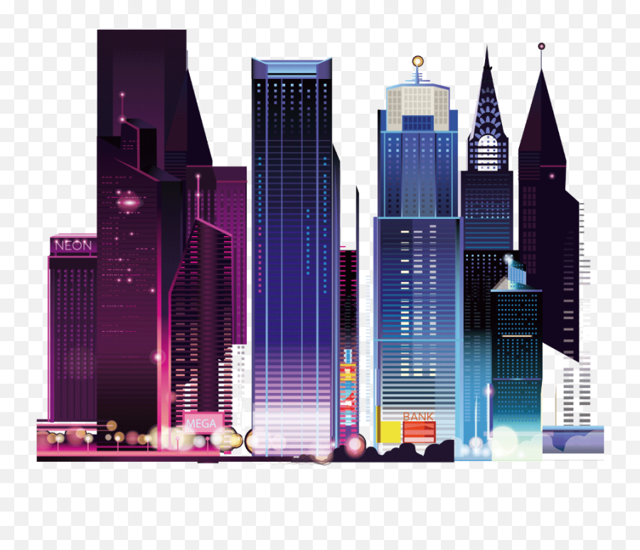 Mq Night Town City Building - City View Vector Png Building Transparent Background,Town Png