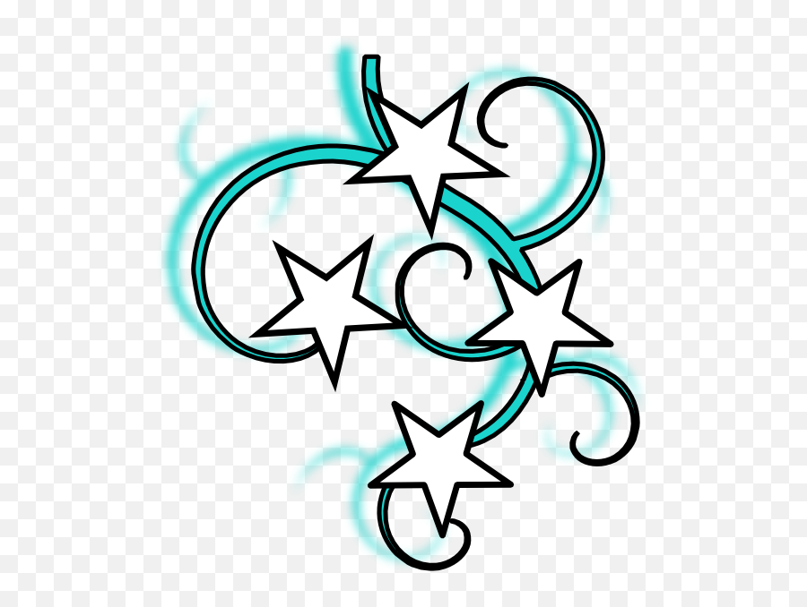 Teal Stars Clipart - Clipart Black And White Swirl Star Clipart Stars Black And White Png,Black Stars Png