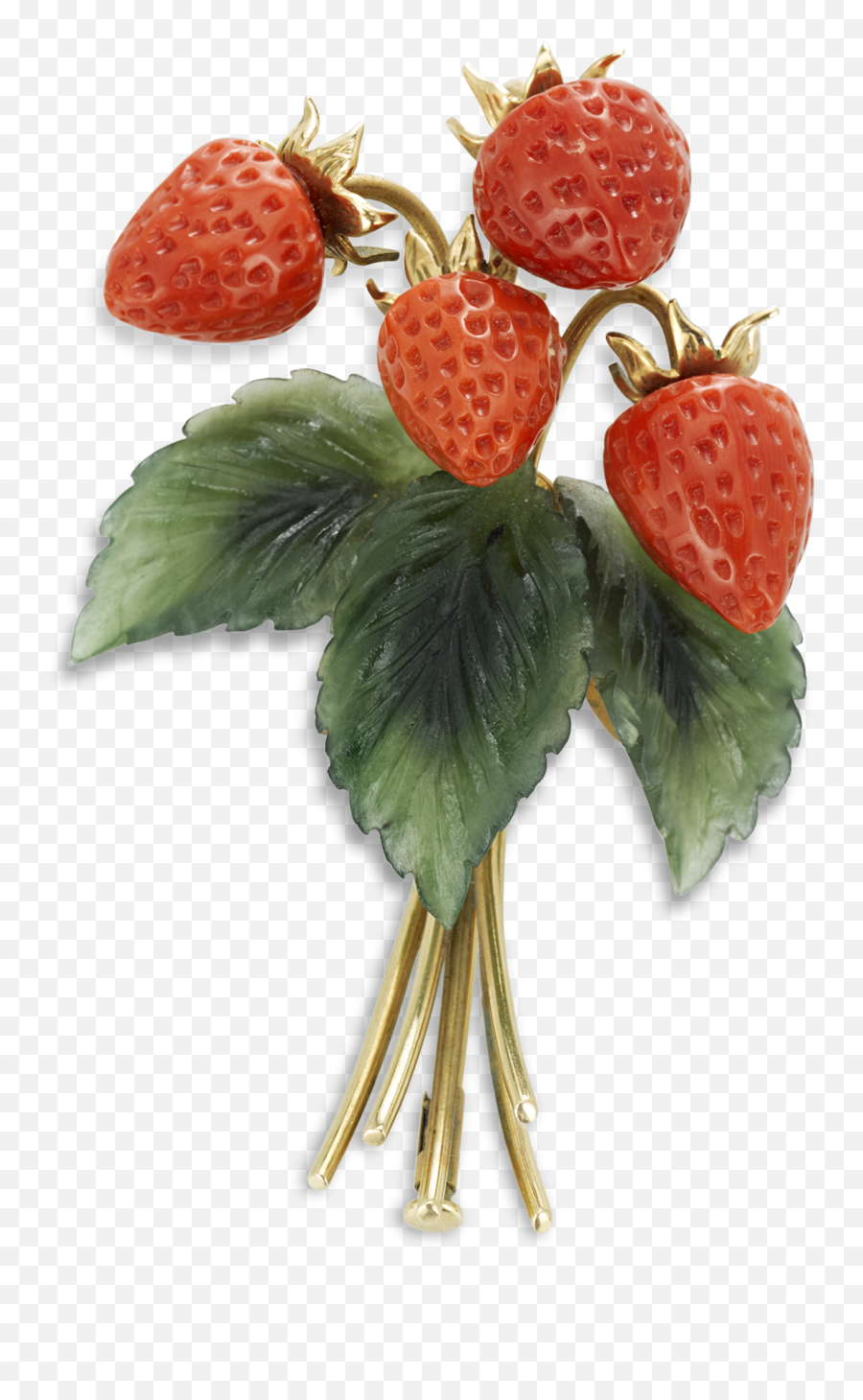 Download Carved Coral Strawberry Brooch - Coral Strawberries Strawberry Png,Strawberries Png
