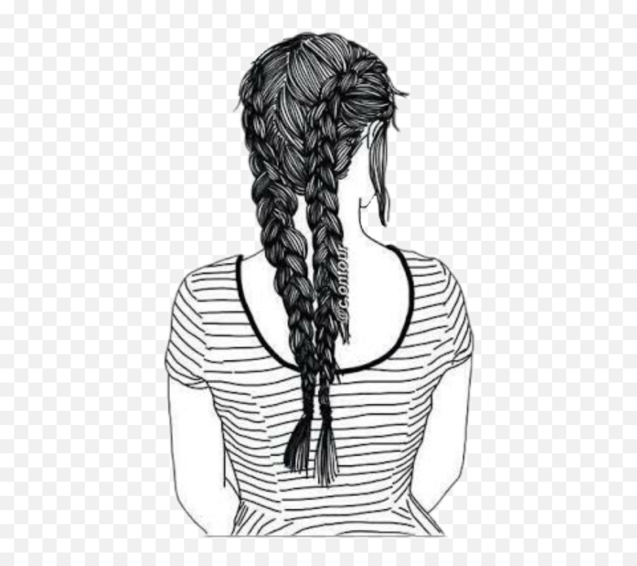 Download Drawing Cornrows French Braid - Drawing Png,Braid Png
