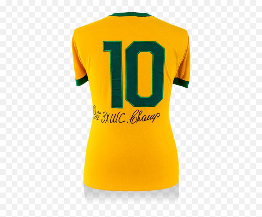 Pele Back Signed Retro Brazil Home Shirt 3x World Cup Champ Special Edition - Short Sleeve Png,Retro Phone Icon