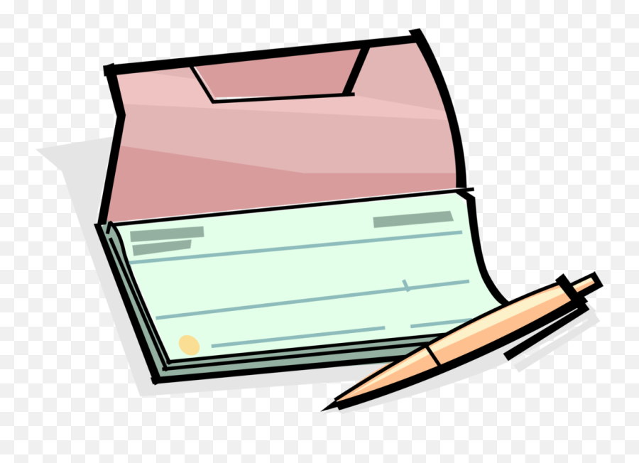 Checkbook With Pen Royalty Free Vector Clip Art Illustration - Checkbook Clipart Png,Pen Clipart Png