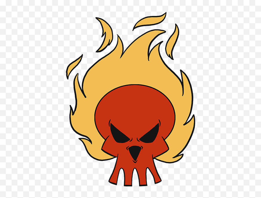 Download How To Draw Flaming Skull - Drawing Png Image With Easy Cool Flaming Skull Drawing,Skull Drawing Png