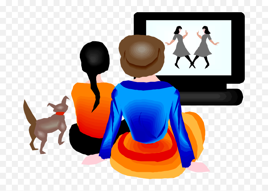 someone watching tv clipart