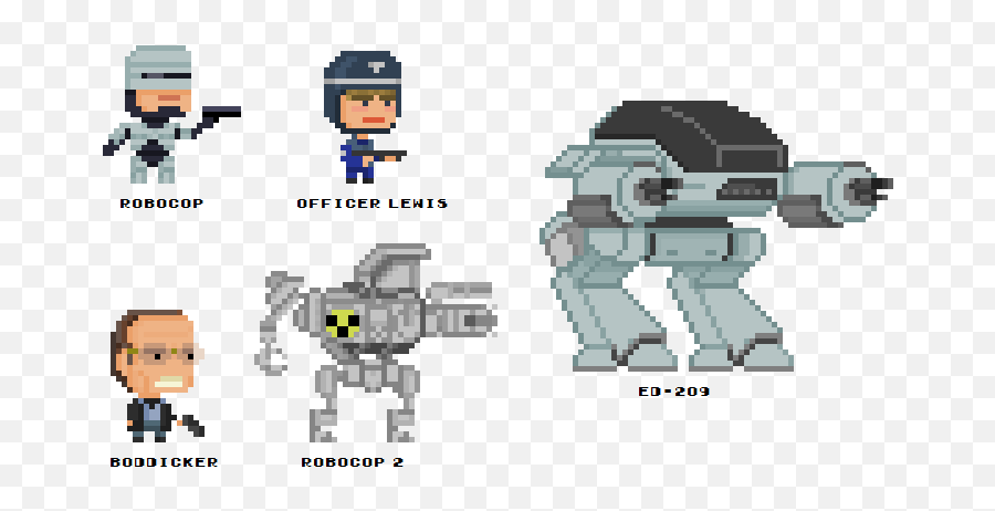 Download Hd Robocop 8 - Bit Pixel Art 8 Bit Ed 209 Ed 209 Pixel Art Png,Robocop Png