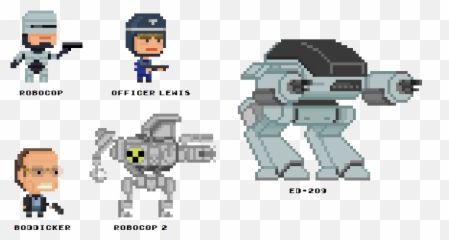 Download Hd Robocop 8 - Bit Pixel Art 8 Bit Ed 209 Ed 209 Pixel Art Png,Robocop Png