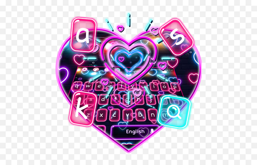 Amazoncom Neon Love Heart Keyboard Theme Appstore For Android - Heart Png,Neon Heart Png