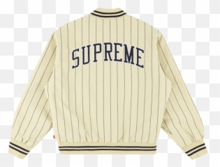 Supreme Pinstripe Varsity Jacket Ss 19 - Su7205 Long Sleeve Png,Pinstripe Png